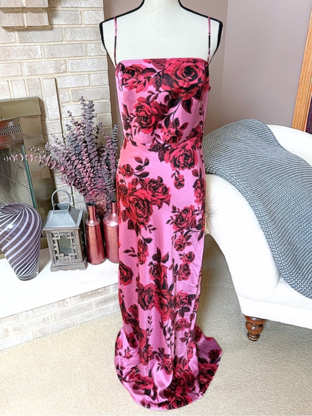 SACHIN + BABI Ila Satin Maxi Dress - Rose Floral